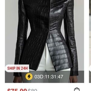 STYLEWE Black Crocodile-Embossed Blazer